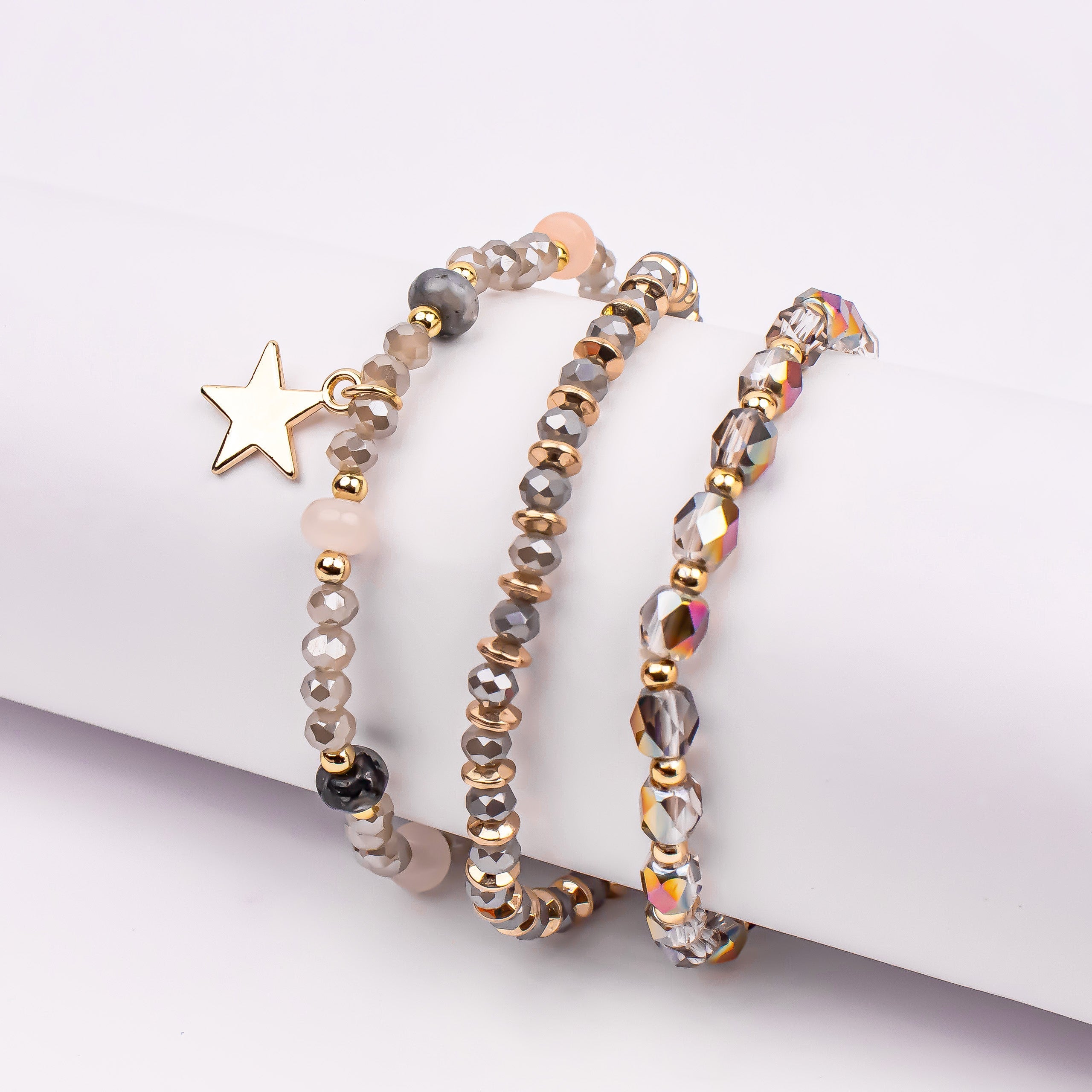 monochrome-beads-with-golden-star-charm-3-layer-stackable-bracelet