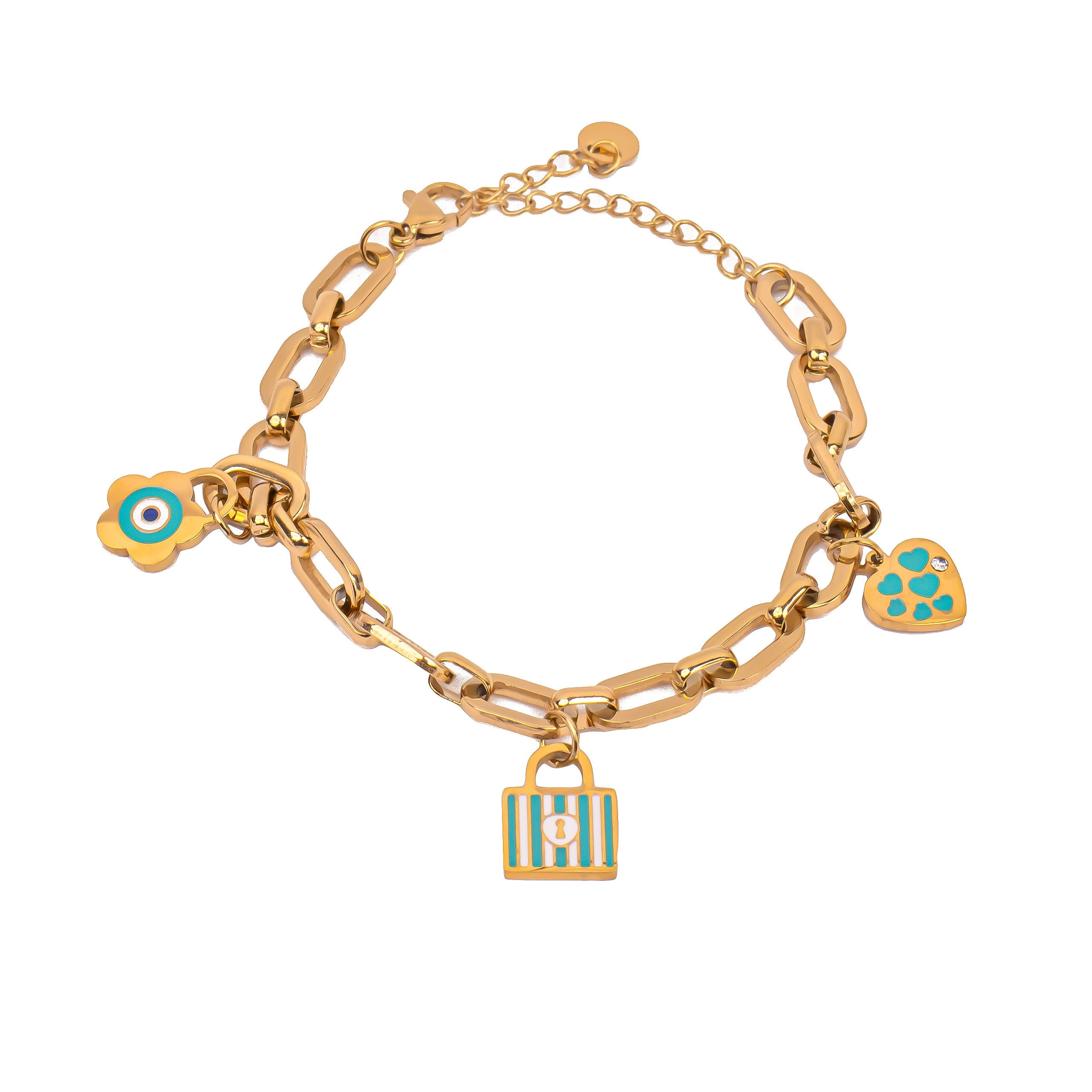 turquoise-colored-multi-charms-bracelet-18k-gold-plated