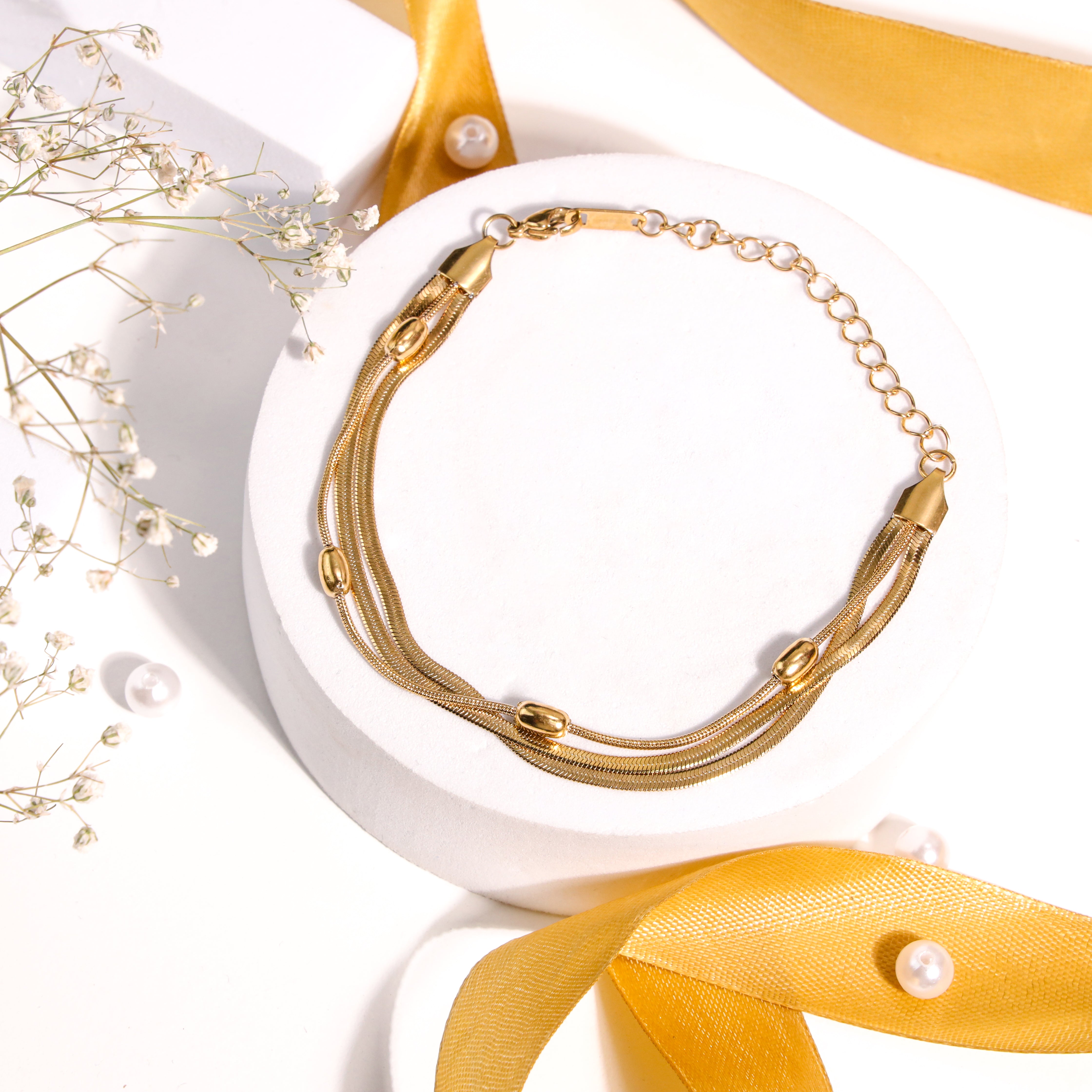 Snake Chain Three Layer Bracelet