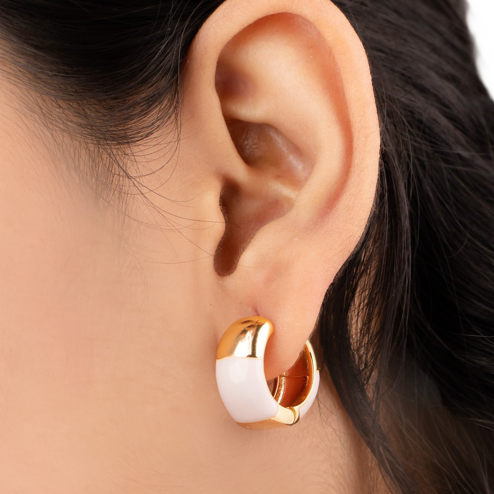 Chunky Coloured Round Hoops 18K Gold Plated Earrings