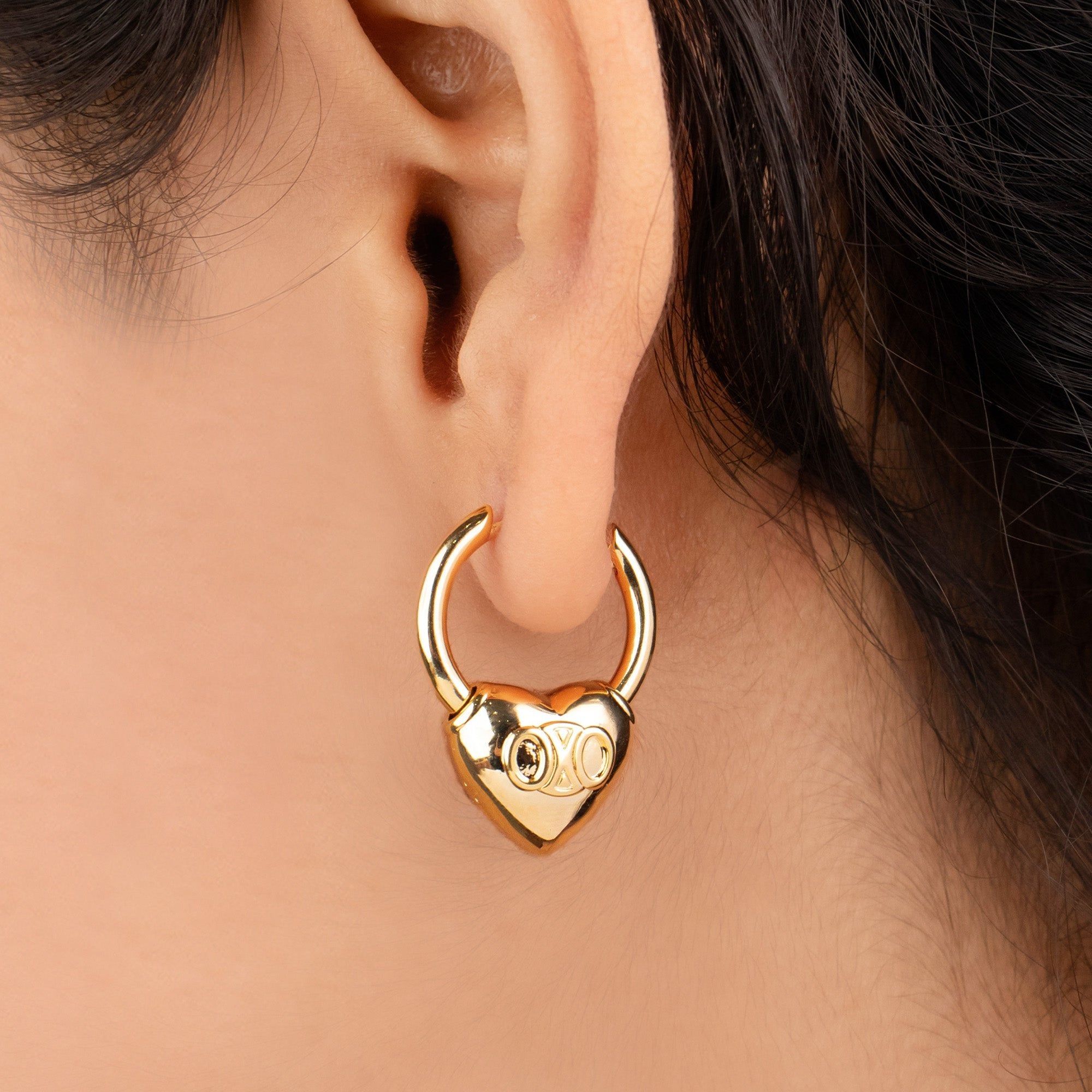 Chunky Heart Hoops 18K Gold Plated