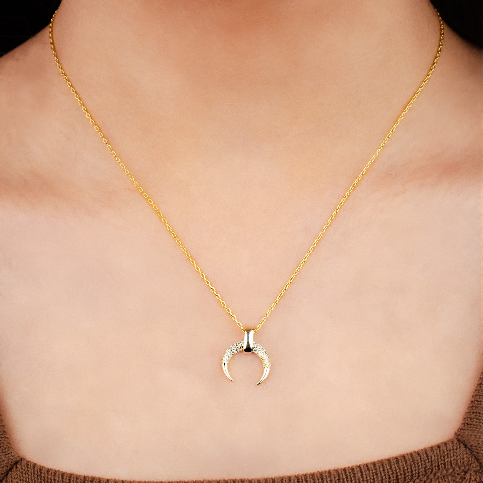 Crescent Moon Necklace 18K Gold Plated