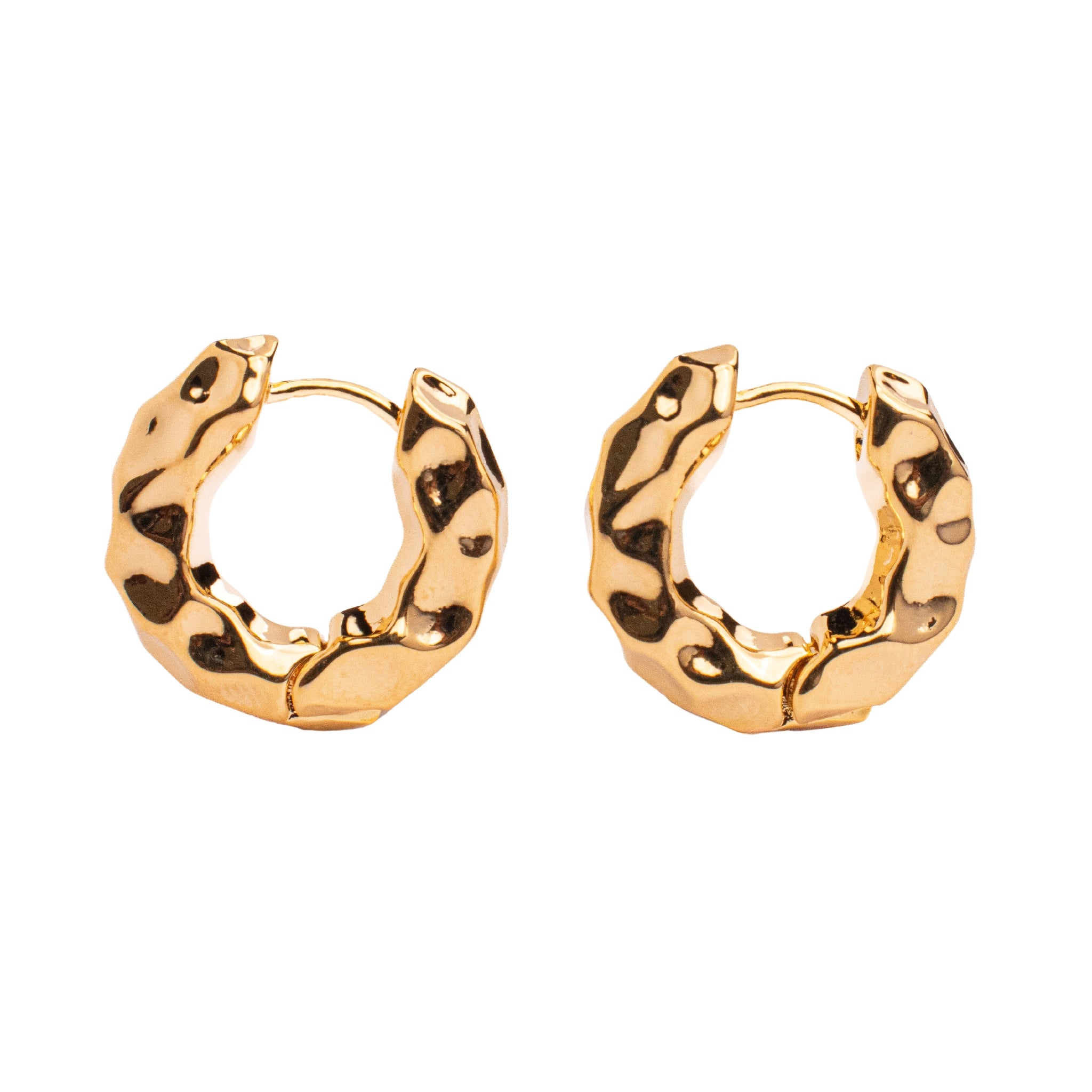 Crinkled Textured Hoops 18K Gold Plated