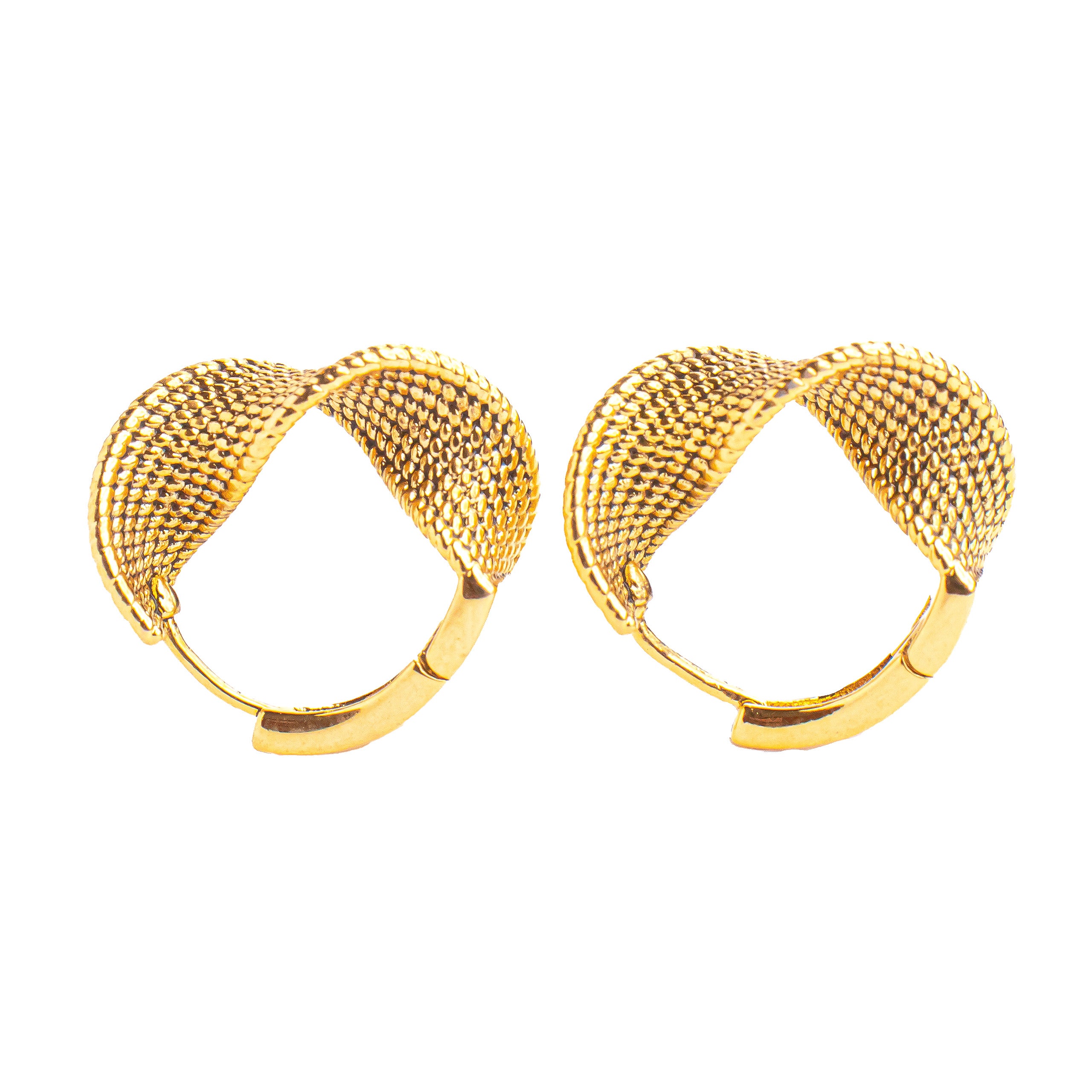 Criss-Cross Chain Hoops 18K Gold Plated