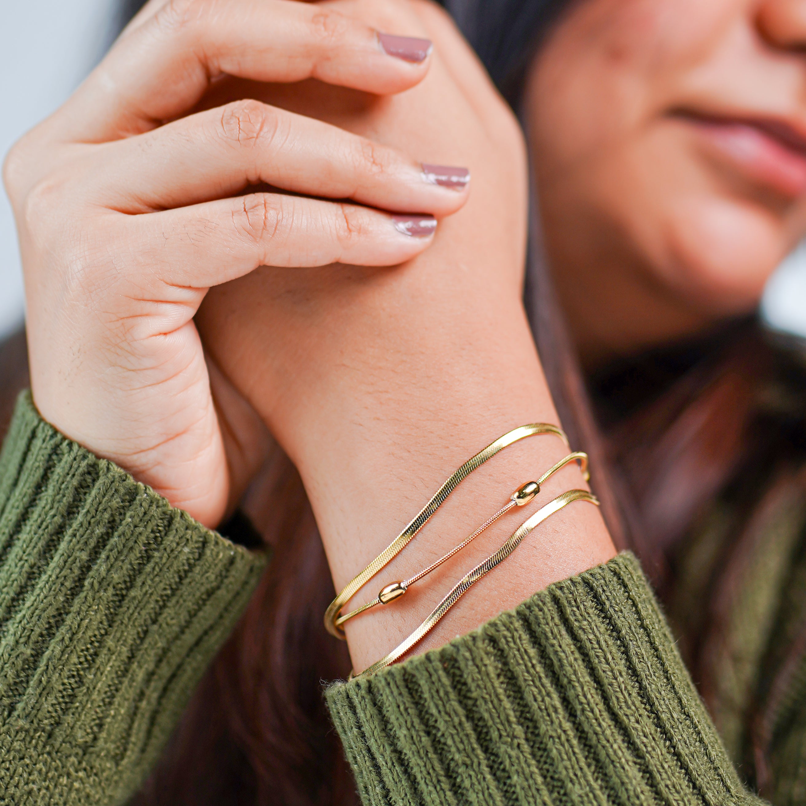 Snake Chain Three Layer Bracelet