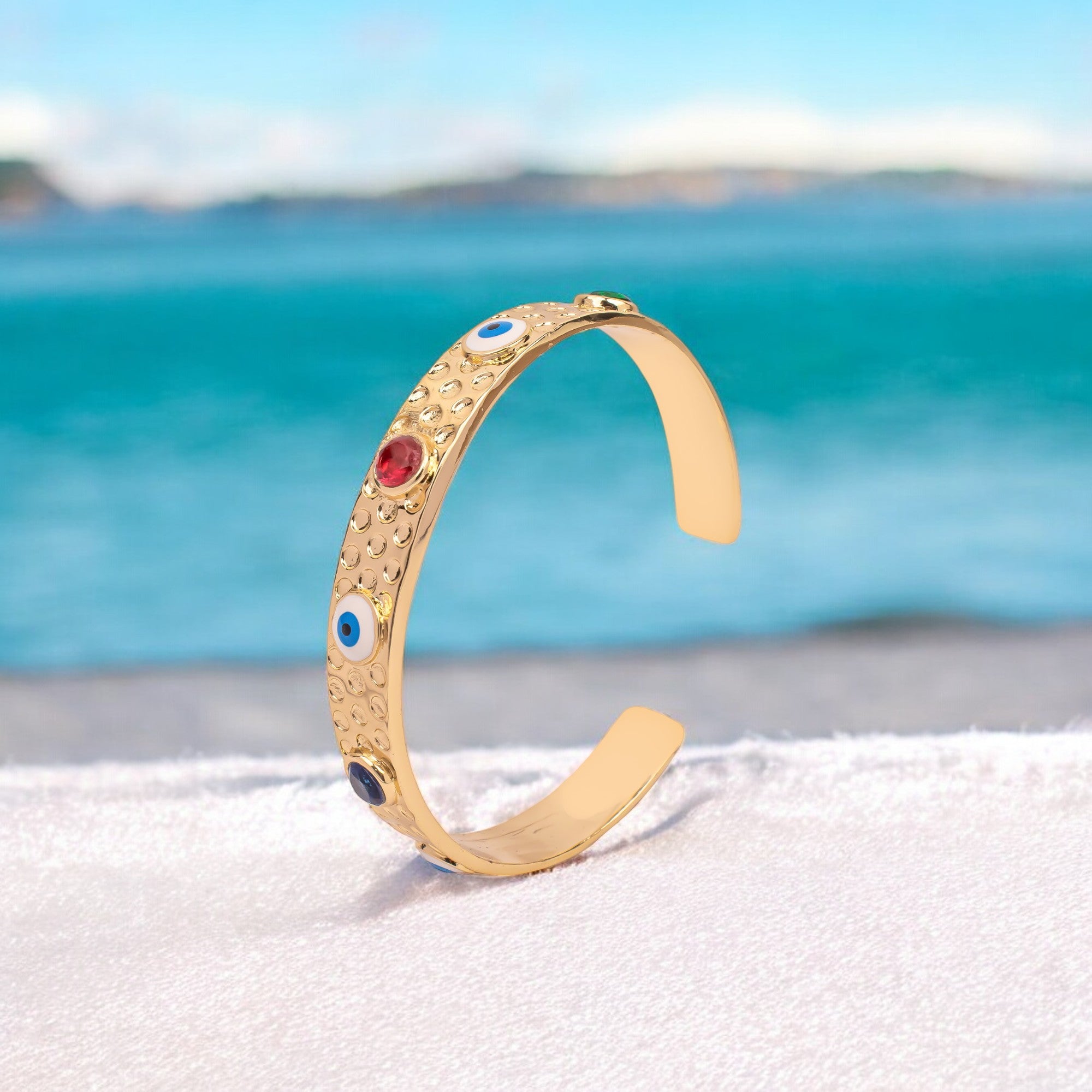 Evil Eye Multicolor Stone Bracelet 18K Gold Plated