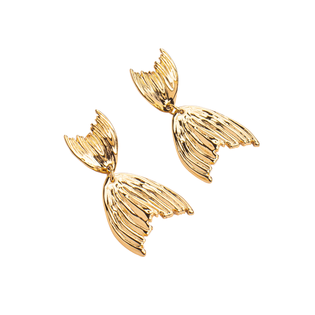 Fin Earring 18k Gold Plated