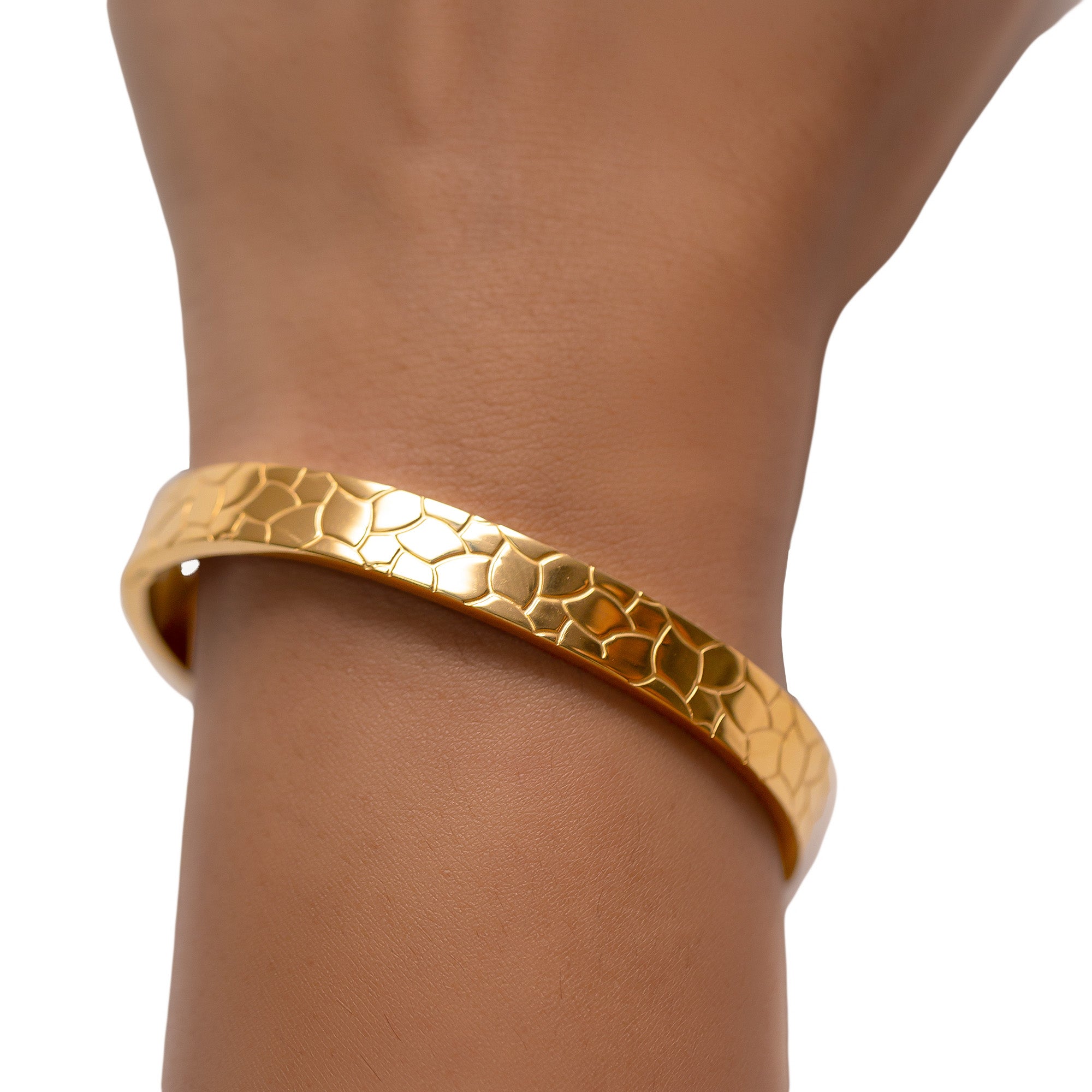 Geo Textured Bracelet 18K Gold Plated