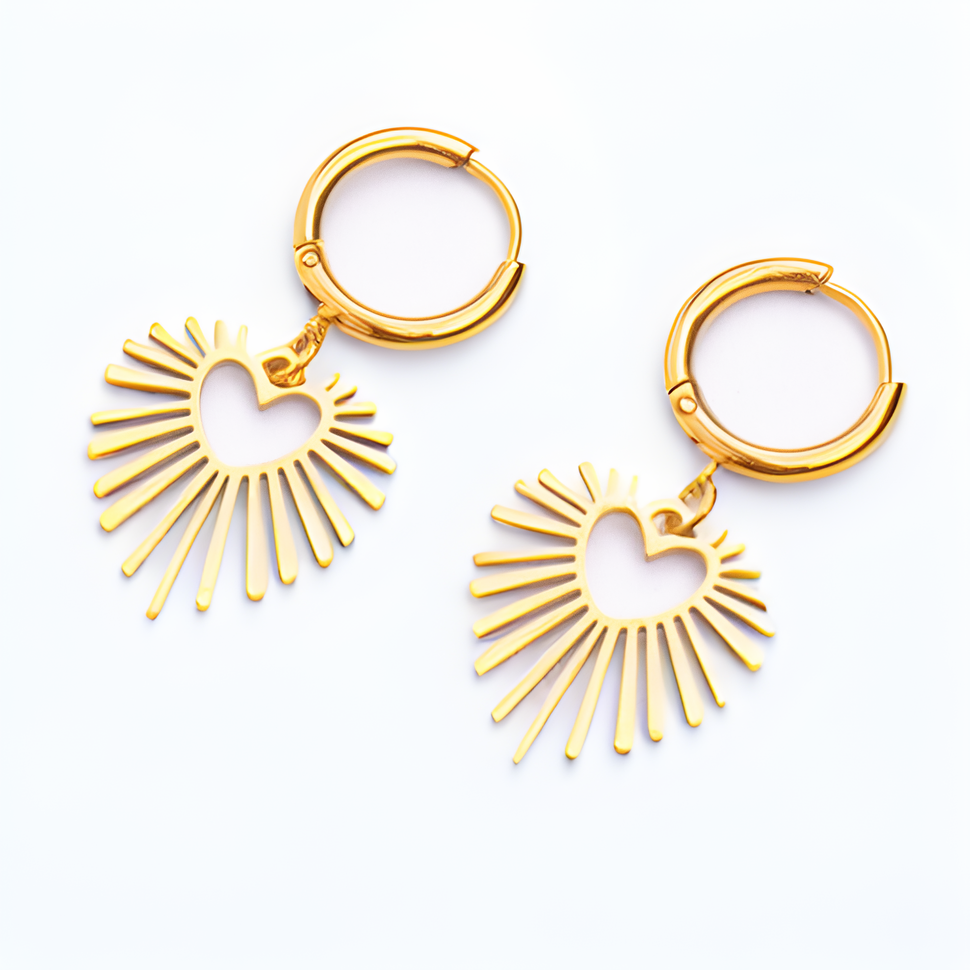 Heart Drop Earrings 18k Gold Plated
