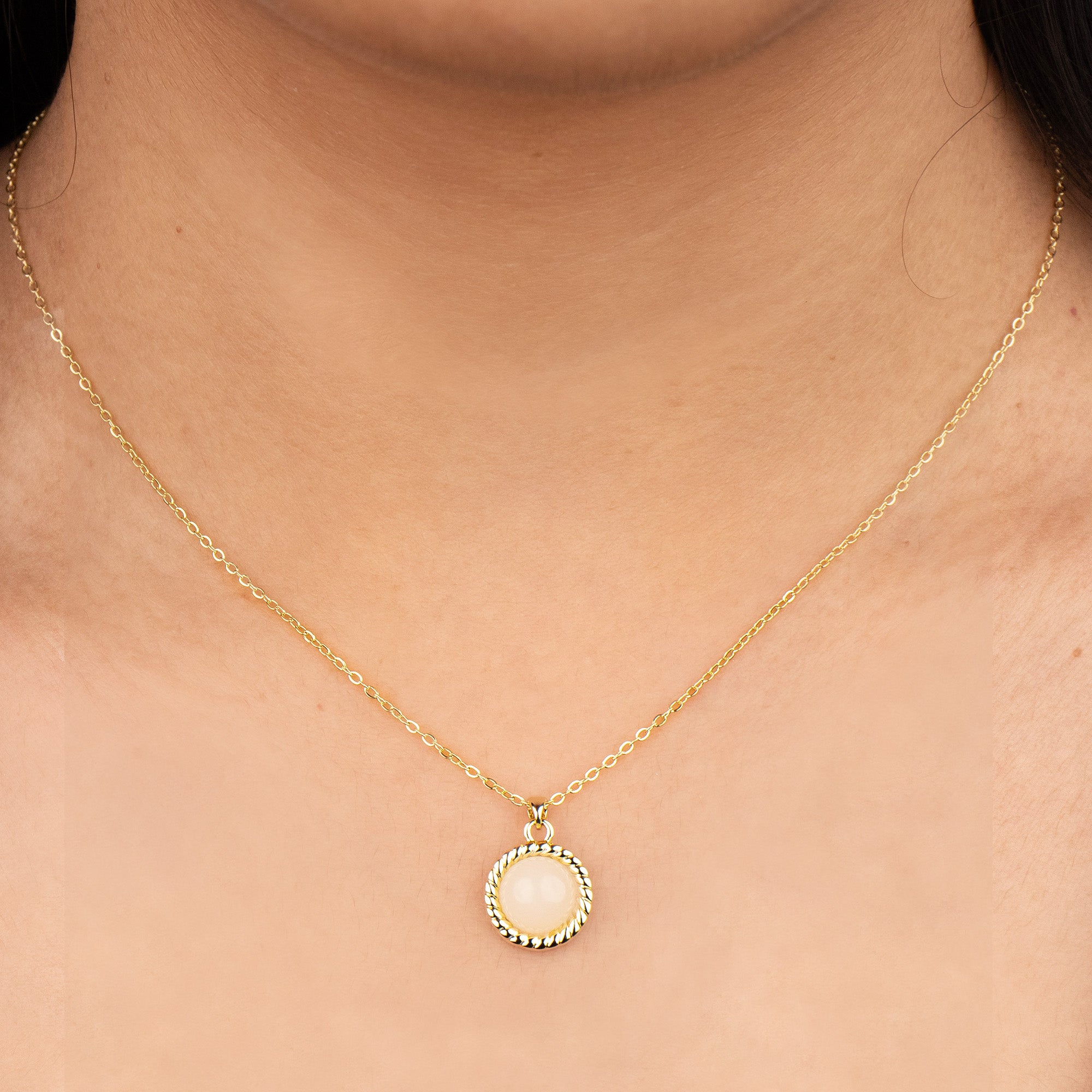 Ivory Gemstone Necklace 18K Gold Plated