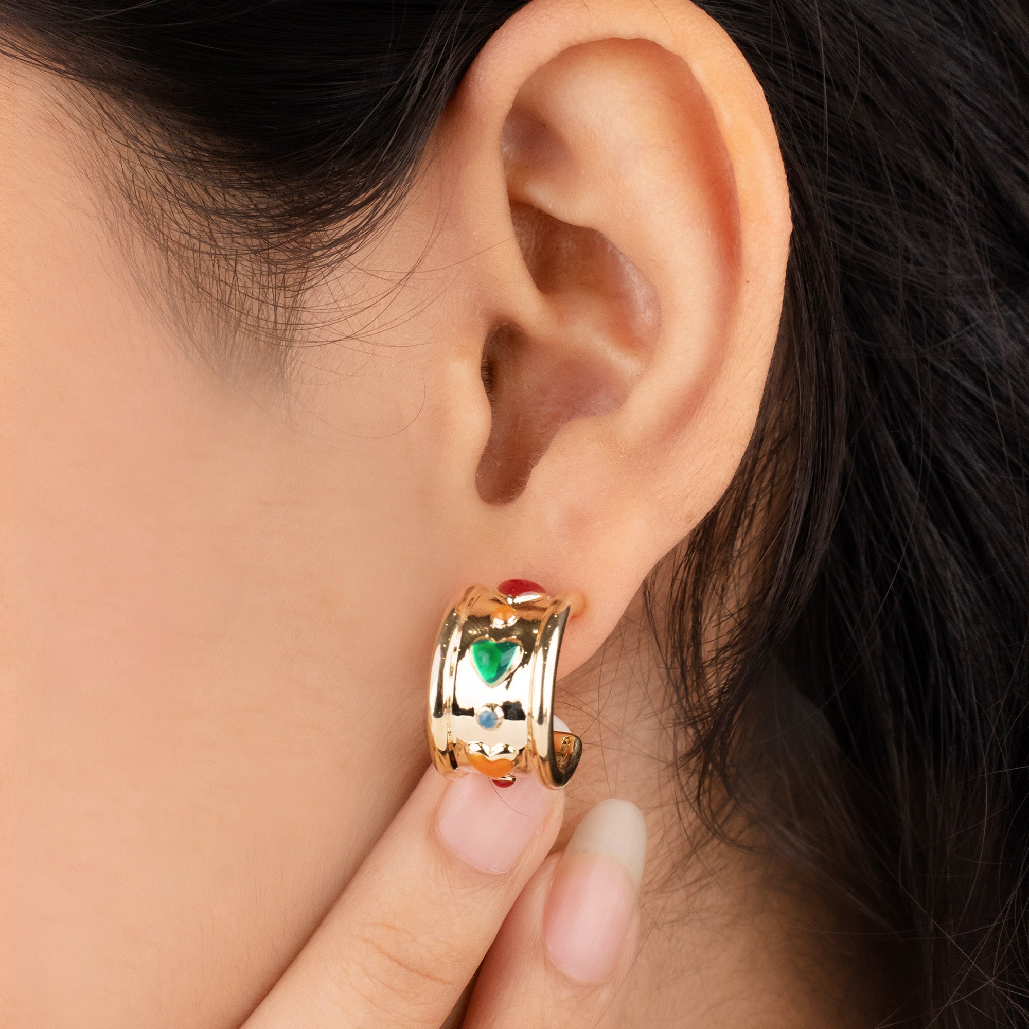 Multicoloured Half Hoops 18K Gold Plated