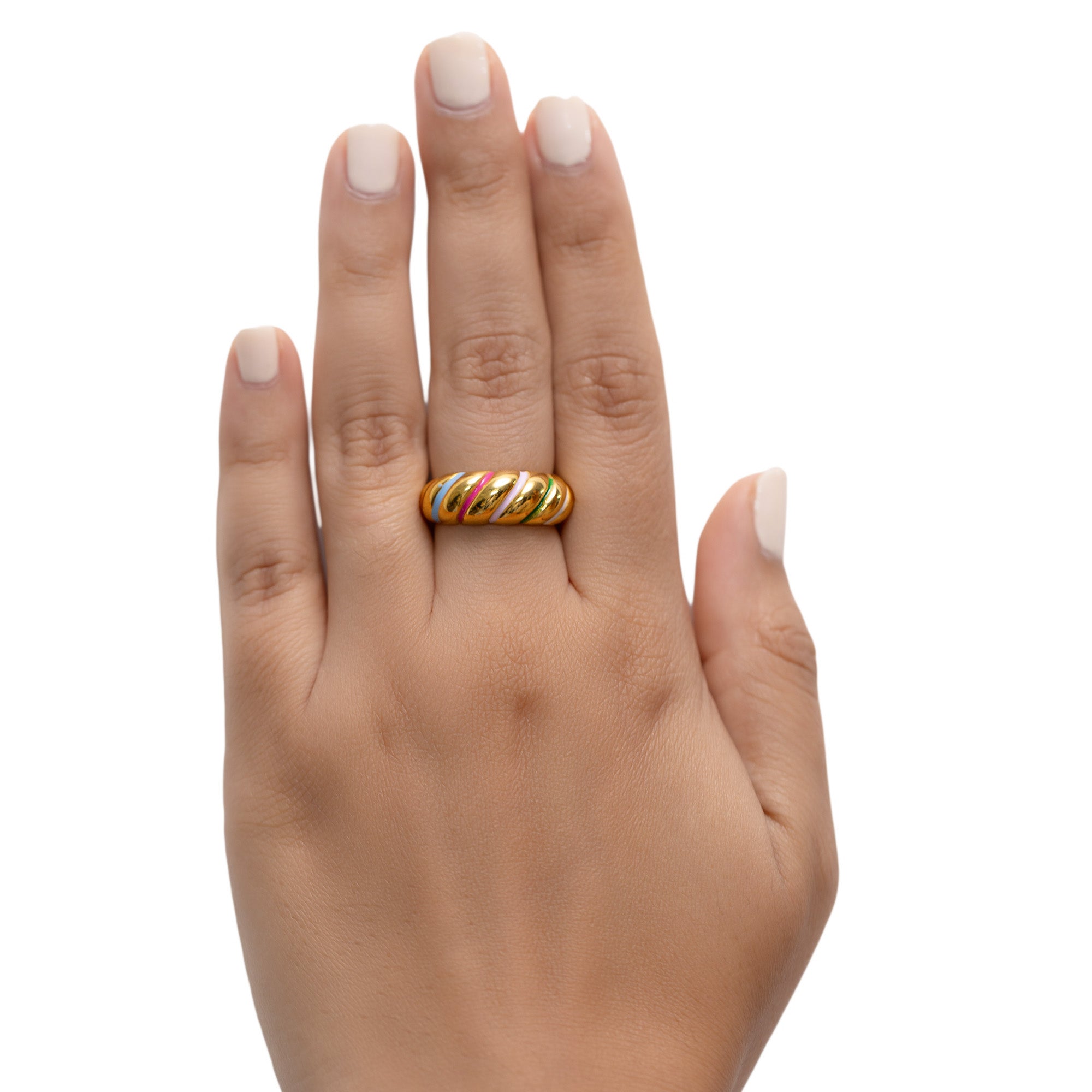 Pastel Swirl Ring Band 18K Gold Plated