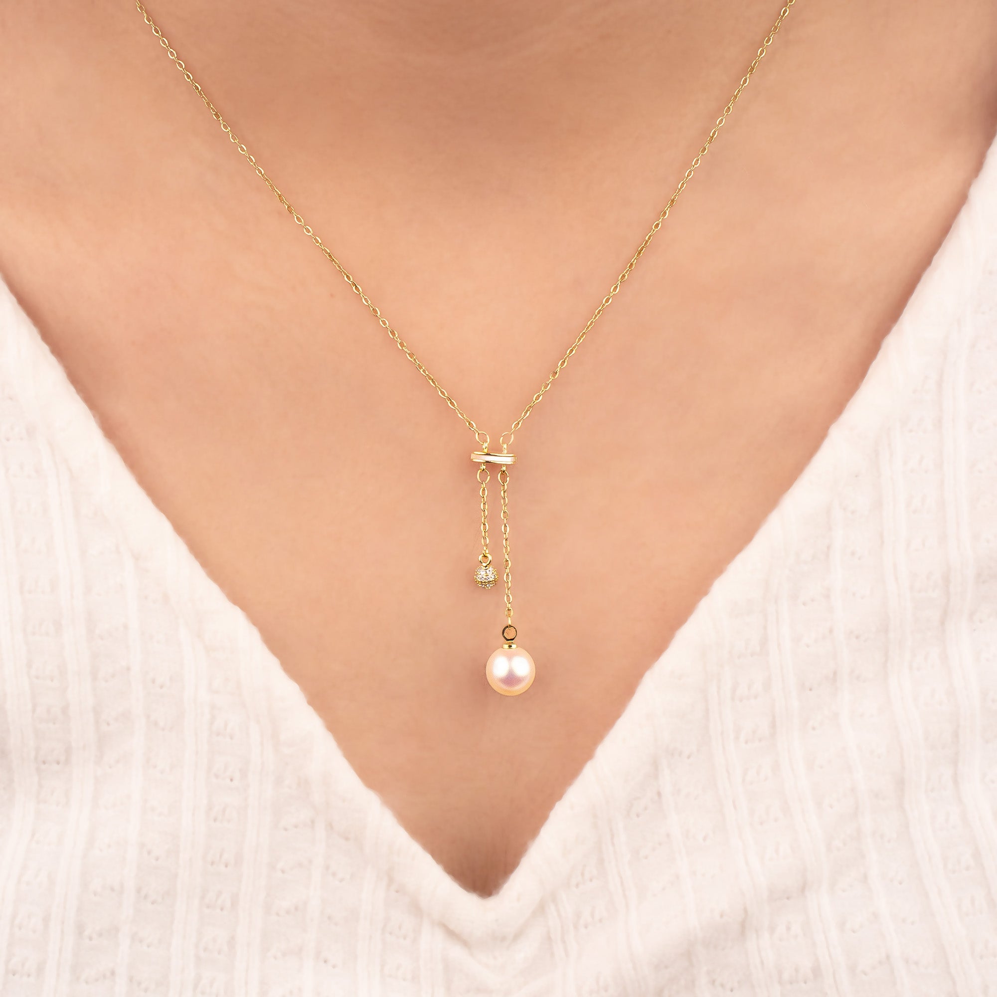 Pearl Drop Necklace 18K Gold Plated
