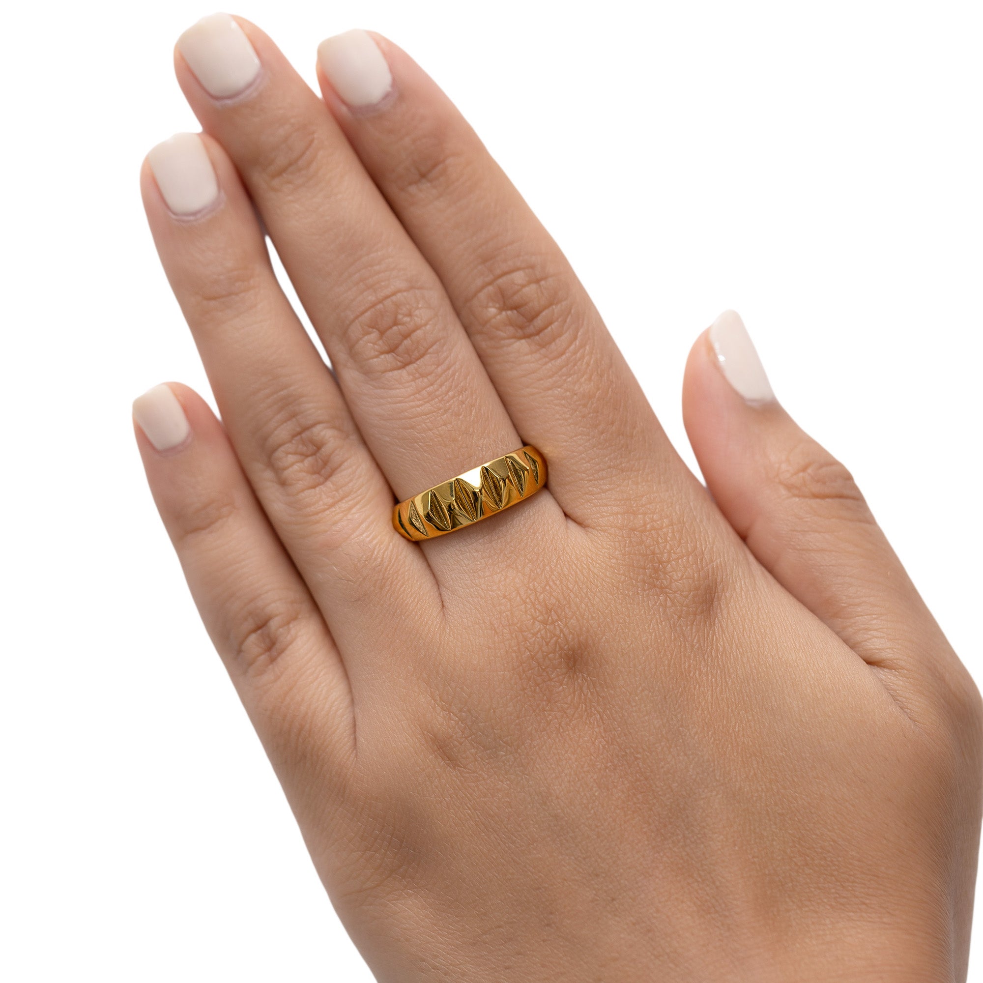 Pyramid Ring Band 18K Gold Plated