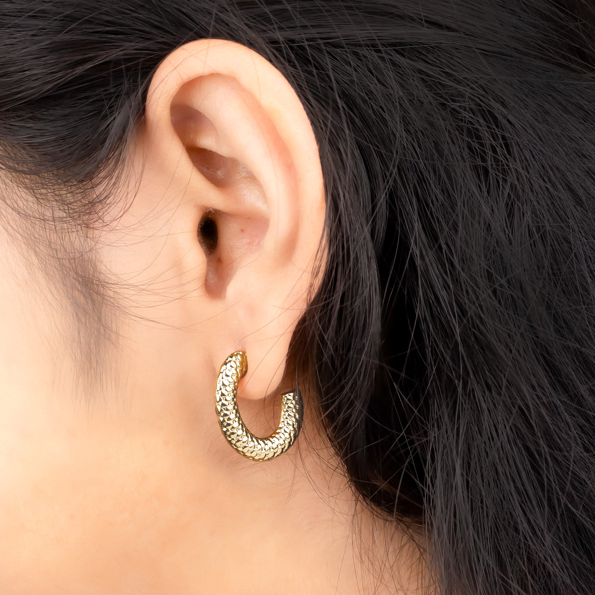 Textured Half Hoops 18K Gold Plated