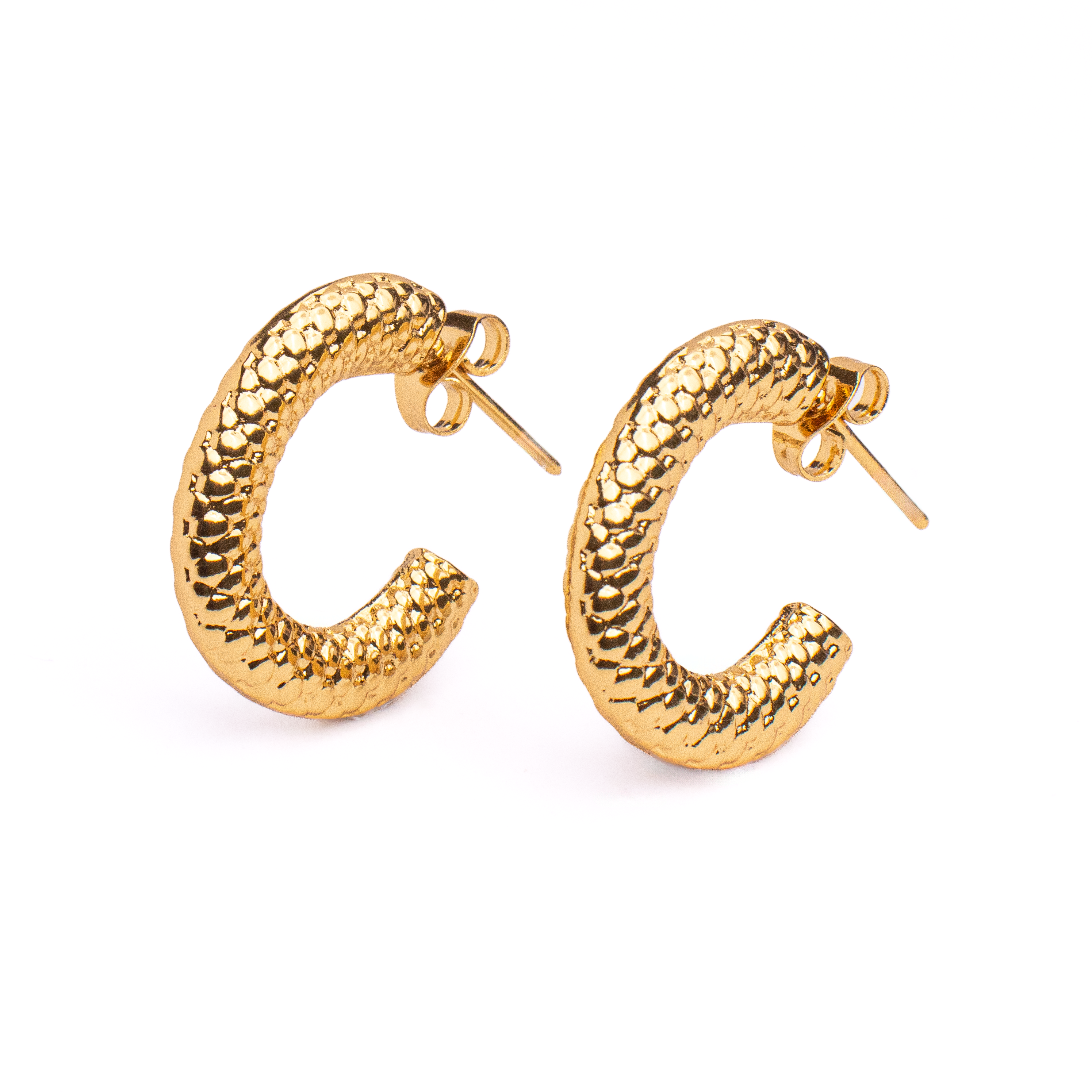 Textured Half Hoops 18K Gold Plated