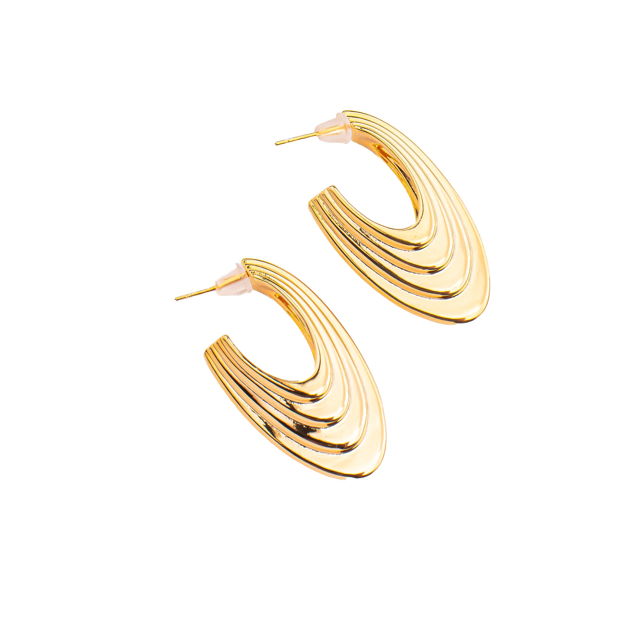 Threelined Oval Half Hoops 18K Gold Plated